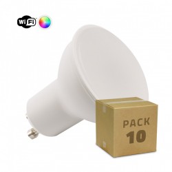 Pack 10 Lâmpadas LED RGBW Smart WiFi GU10 Regulável 5W