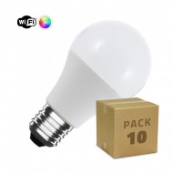 Pack 10 Lâmpadas LED WiFi E27 6W A60 RGBW Regulável