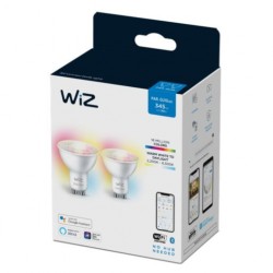Pack 2 Lâmpadas LED Smart WiFi + Bluetooth GU10 PAR16 RGB+CCT Regulável WIZ 4.9W