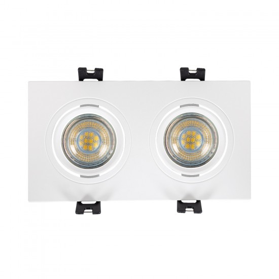 Aro Downlight Quadrado Basculante para duas Lámpada LED GU10 / GU5.3 Corte 75x150 mm