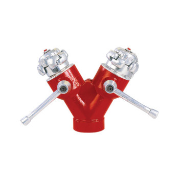 Boca incêndio siamesa Grupo Incêndios 3" com 2 saídas racord Storz B75 2.1/2" e tampão B75