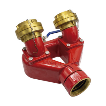 Boca incêndio siamesa Grupo Incêndios B75 bronze para coluna seca