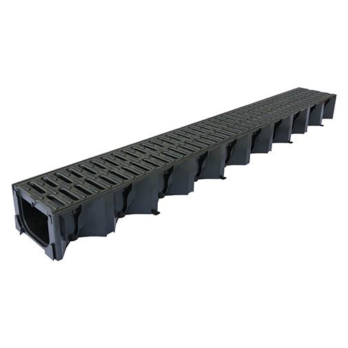 Canal plástico Aco Hexaline A15 com grelha galvanizada Canal plástico Aco Hexaline A15 com grelha galvanizada