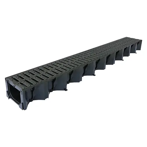 Canal plástico Aco Hexaline A15 com grelha galvanizada