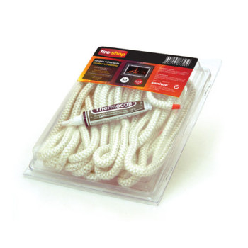 Cordão refratário 10 mm x 2,5 m e cola alta temperatura Fireshop