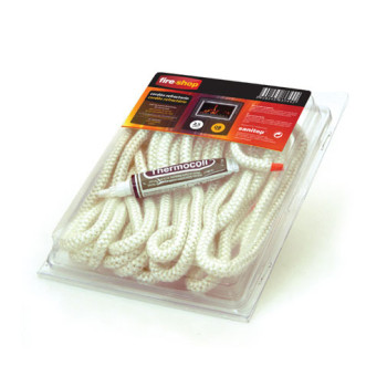 Cordão refratário 8 mm x 2,5 m e cola alta temperatura Fireshop