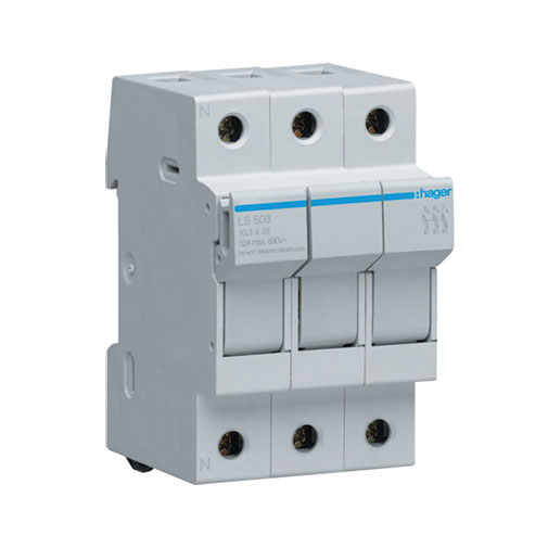 Corta-circuitos seccionador Hager 3P 32 A 400 V L38 3M Corta-circuitos seccionador Hager 3P 32 A 400 V L38 3M