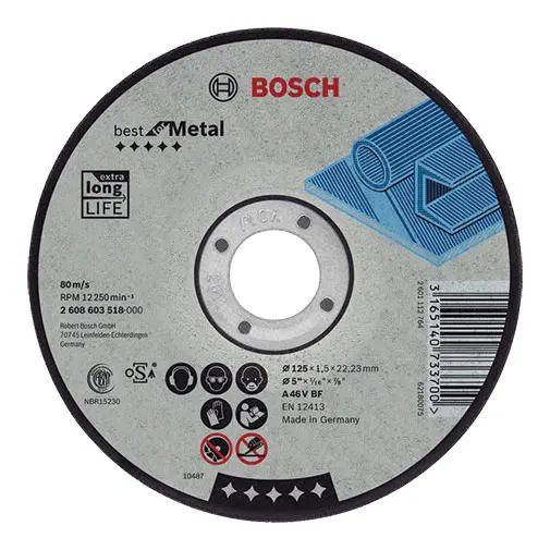 Disco corte Rebarbar Standard 115 x 22,23 x 6,0 mm curvo para metal Disco corte Rebarbar Standard 115 x 22,23 x 6,0 mm curvo para metal