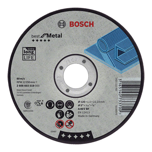 Disco corte Rebarbar Standard 125 x 22,23 x 6,0 mm curvo para metal Disco corte Rebarbar Standard 125 x 22,23 x 6,0 mm curvo para metal
