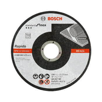 Disco corte Standard 125 x 22,23 x 1,0 mm direito para inox