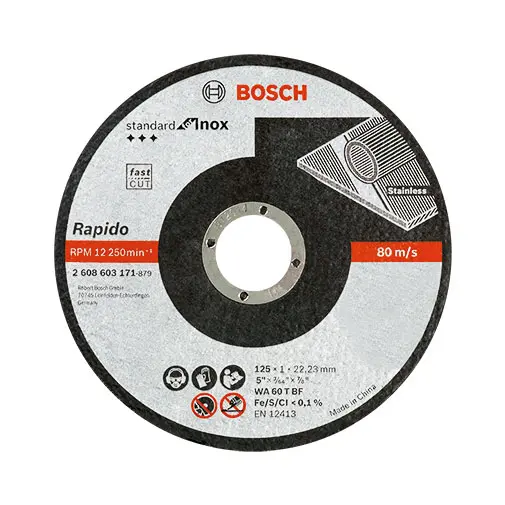 Disco corte Standard 125 x 22,23 x 1,0 mm direito para inox