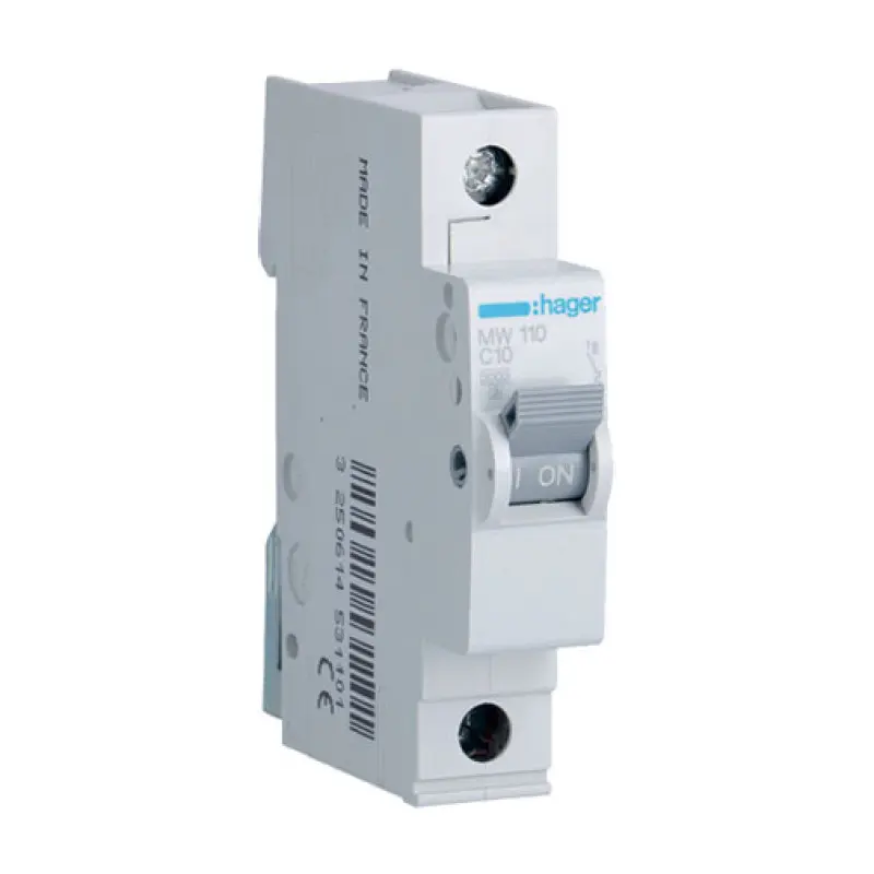 Disjuntor Hager MW110 1P 10 A com curva 3 kA Disjuntor Hager MW110 1P 10 A com curva 3 kA