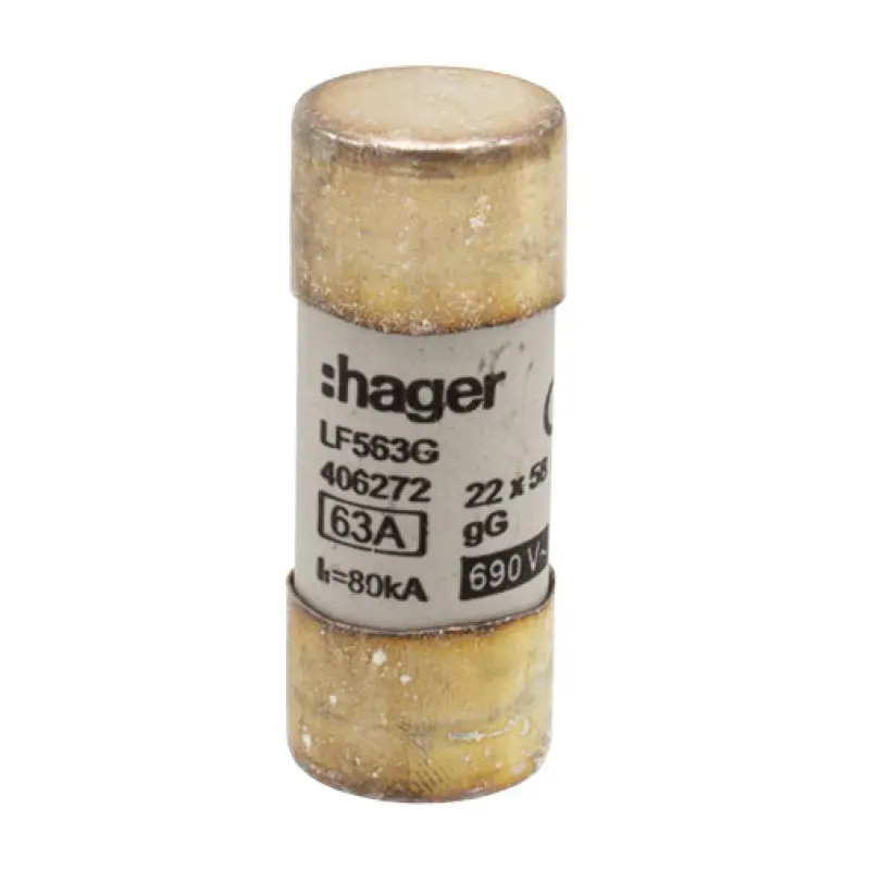 Fusível cartucho GL 22 x 58 mm 63 A Fusível cartucho GL 22 x 58 mm 63 A