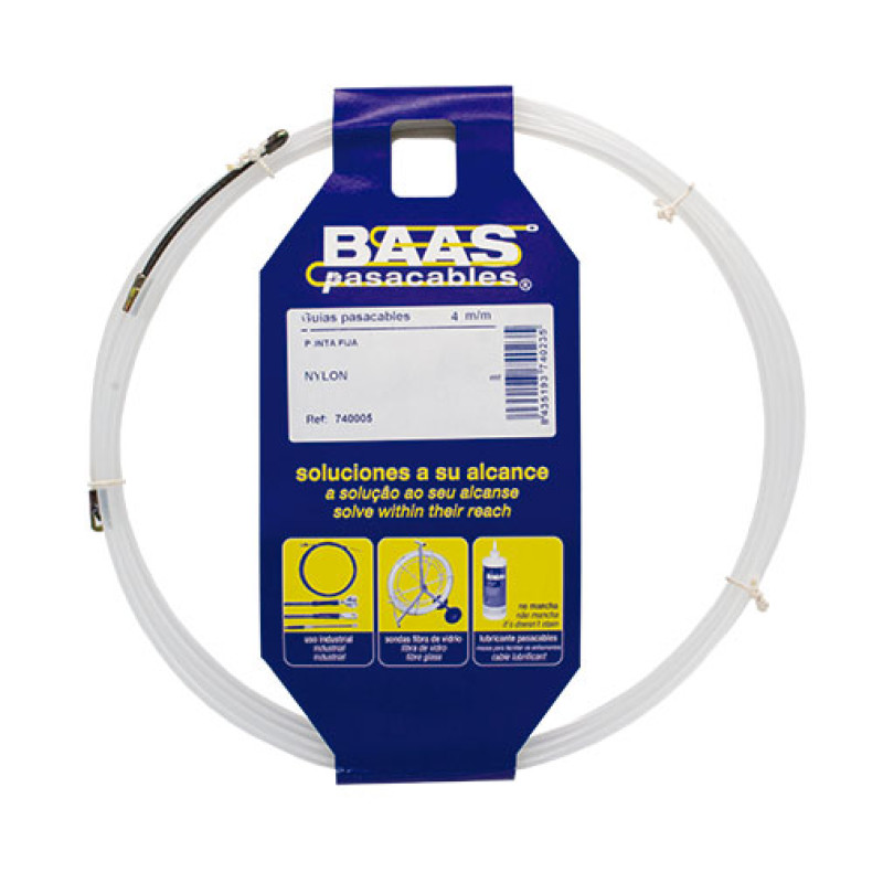Guias passa-cabos nylon 4 mm x 10 m Guias passa-cabos nylon 4 mm x 10 m