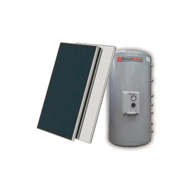 Kit solar térmico forçado Insuatherm Eco 300 L inox 444 2 serpentinas em baixo Kit solar térmico forçado Insuatherm Eco 300 L inox 444 2 serpentinas em baixo