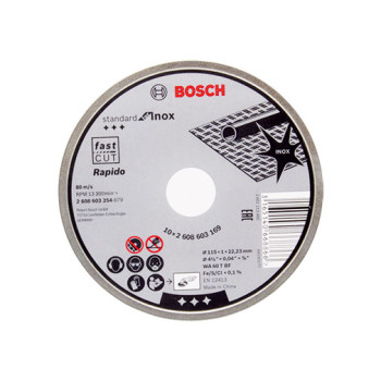 Lata com 10 discos corte Standard 115 x 1 mm para inox