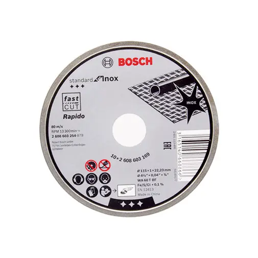 Lata com 10 discos corte Standard 115 x 1 mm para inox Lata com 10 discos corte Standard 115 x 1 mm para inox