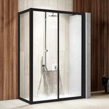 Lateral fixo Italbox Teresa Base 780-820 x 2000 mm vidro transparente com perfil lacado preto Lateral fixo Italbox Teresa Base 780-820 x 2000 mm vidro transparente com perfil lacado preto