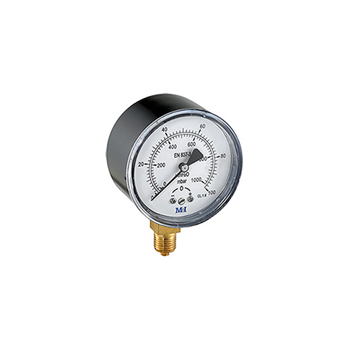 Manómetro vertical baixa pressão Hecapo 63 mm 1/4" M 0-600 mbar Manómetro vertical baixa pressão Hecapo 63 mm 1/4" M 0-600 mbar