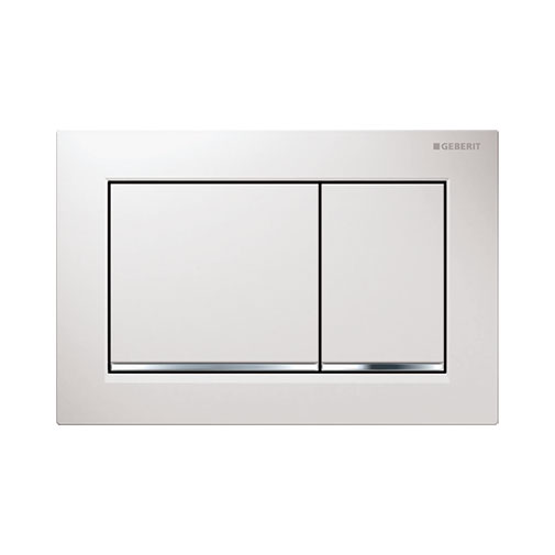 Placa descarga dupla Geberit Omega30 branca e cromada Placa descarga dupla Geberit Omega30 branca e cromada
