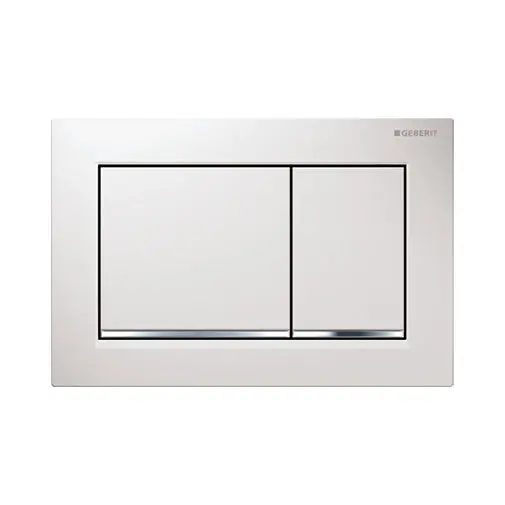 Placa descarga dupla Geberit Omega30 branca e cromada Placa descarga dupla Geberit Omega30 branca e cromada