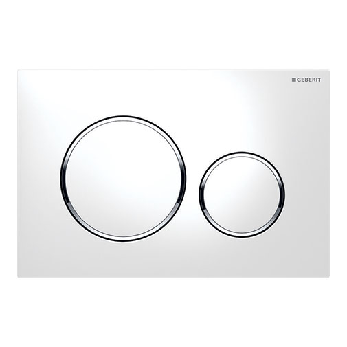 Placa descarga dupla Geberit Sigma20 branca e cromada Placa descarga dupla Geberit Sigma20 branca e cromada