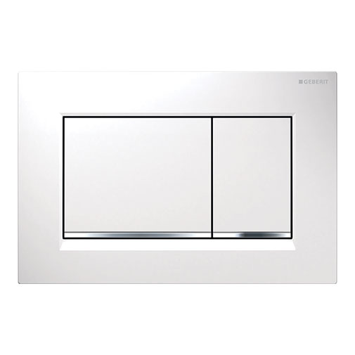 Placa descarga dupla Geberit Sigma30 branca e cromada Placa descarga dupla Geberit Sigma30 branca e cromada