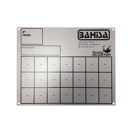 Placa identificação Bahisa para bateria 16-2 A 45-3 Placa identificação Bahisa para bateria 16-2 A 45-3