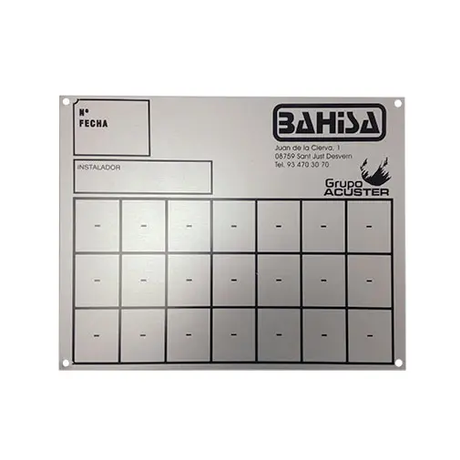 Placa identificação Bahisa para bateria 4-2 A 21-3 Placa identificação Bahisa para bateria 4-2 A 21-3