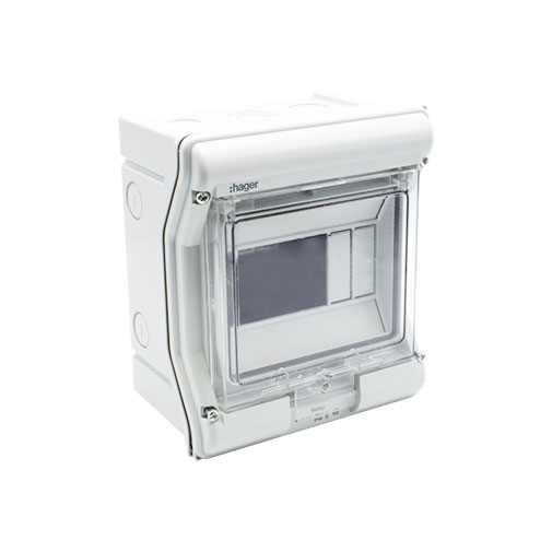 Quadro elétrico Hager Vector 1 fila 4/6 módulos IP55 saliente Quadro elétrico Hager Vector 1 fila 4/6 módulos IP55 saliente