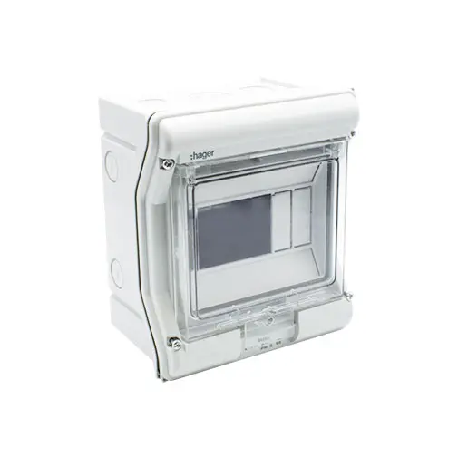 Quadro elétrico Hager Vector 1 fila 4/6 módulos IP55 saliente Quadro elétrico Hager Vector 1 fila 4/6 módulos IP55 saliente