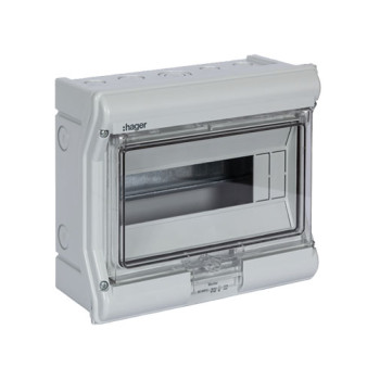 Quadro elétrico Hager Vector 1 fila 6/8 módulos IP55 saliente
