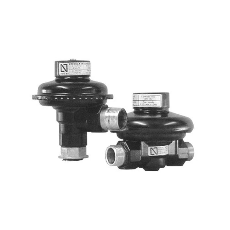 Redutor pressão 180º Recgas RA 21 mbar 3/4" F x porca louca 1.1/4" F Redutor pressão 180º Recgas RA 21 mbar 3/4" F x porca louca 1.1/4" F