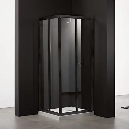Resguardo duche canto Italbox Rita 780-800/980-1000 x 2000 mm vidro transparente com perfil lacado preto Resguardo duche canto Italbox Rita 780-800/980-1000 x 2000 mm vidro transparente com perfil lacado preto