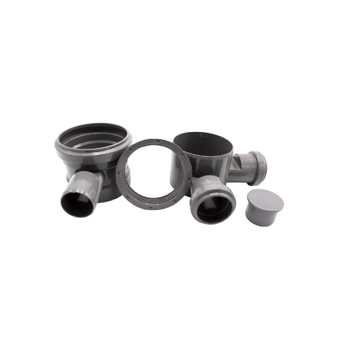 Sifão pavimento PVC 90 mm com 2 entradas 40 mm e 1 saída orientável 50 mm Sifão pavimento PVC 90 mm com 2 entradas 40 mm e 1 saída orientável 50 mm