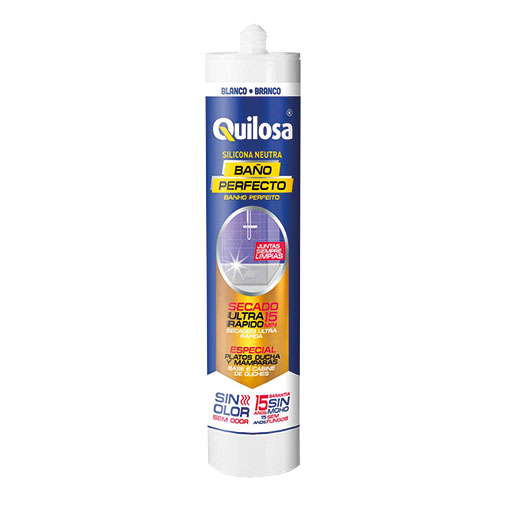 Silicone neutro Quilosa Banho Perfeito 280 ml branco com fungicida Silicone neutro Quilosa Banho Perfeito 280 ml branco com fungicida