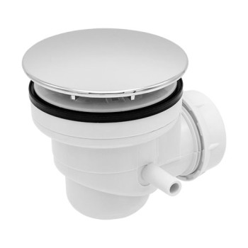 Válvula descarga sifónica 90 mm com tampa lisa cromada para base duche Válvula descarga sifónica 90 mm com tampa lisa cromada para base duche