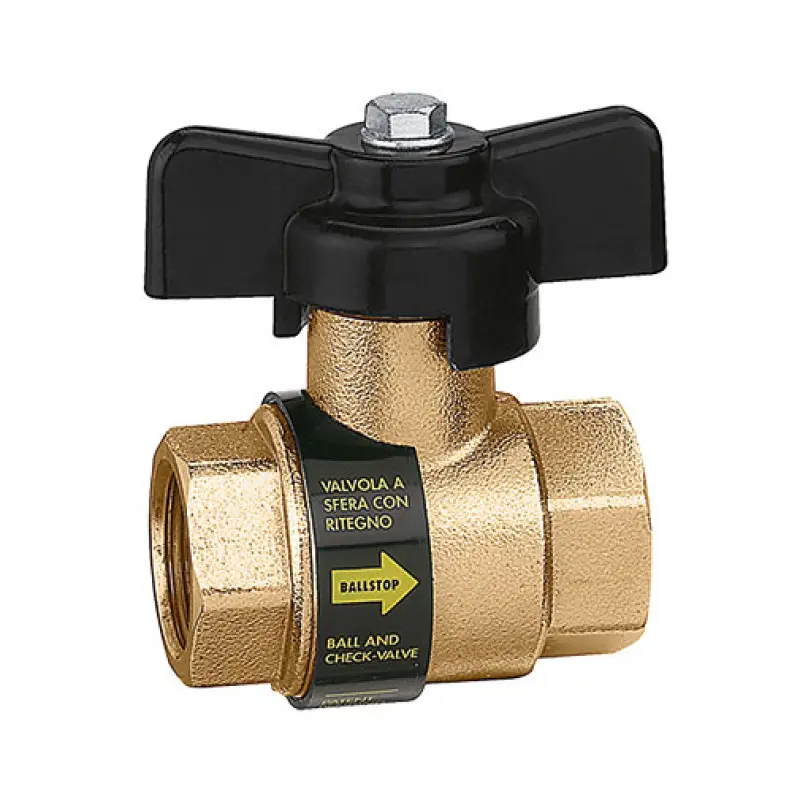 Válvula esfera Caleffi Ballstop 1.1/2" com válvula retenção para instalações hidrossanitárias Válvula esfera Caleffi Ballstop 1.1/2" com válvula retenção para instalações hidrossanitárias