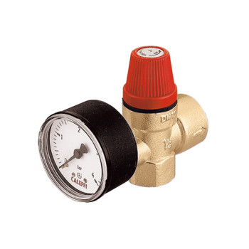Válvula segurança Caleffi 1/2" F x 3/4" F 3 bar com manómetro Válvula segurança Caleffi 1/2" F x 3/4" F 3 bar com manómetro