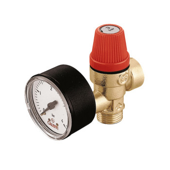 Válvula segurança Caleffi 1/2" M x 1/2" F 3 bar com manómetro Válvula segurança Caleffi 1/2" M x 1/2" F 3 bar com manómetro