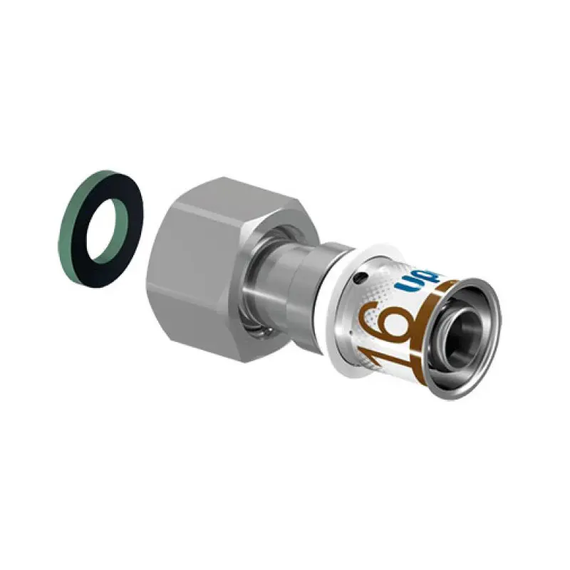Casquilho press Uponor 16 mm x 1/2" F com porca móvel Casquilho press Uponor 16 mm x 1/2" F com porca móvel