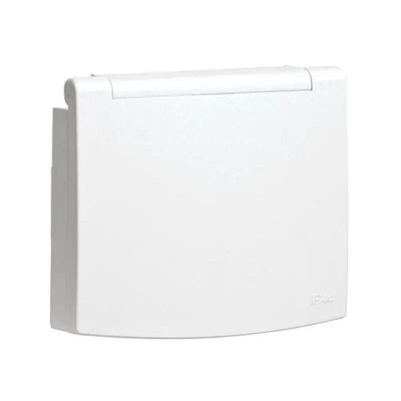 Centro schuko Efapel Série Sirius 70 IP44 branco com tampa e obturador Centro schuko Efapel Série Sirius 70 IP44 branco com tampa e obturador
