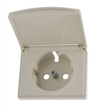 Centro schuko Efapel Série Sirius 70 marfim IP44 com tampa e obturador Centro schuko Efapel Série Sirius 70 marfim IP44 com tampa e obturador
