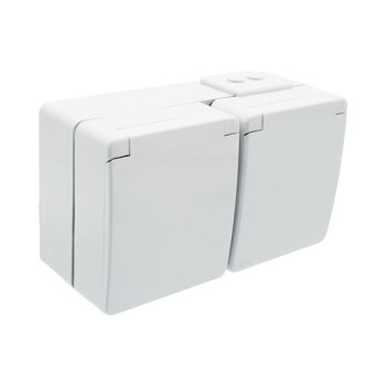 Tomada dupla schuko horizontal Efapel Série 48 cinzenta