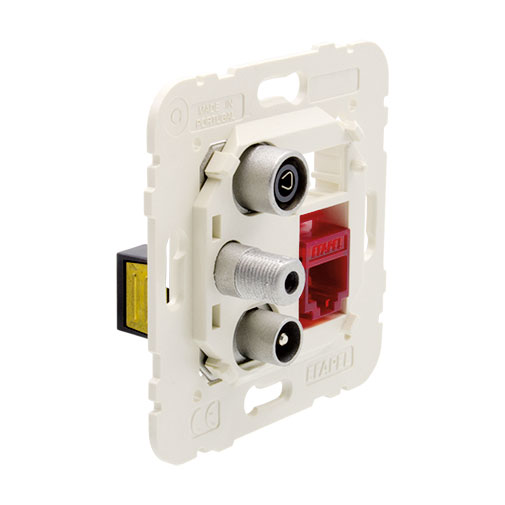 Tomada mista Efapel Sére MEC 21 R-TV-SAT-RJ45 CAT 6 UTP estrela Tomada mista Efapel Sére MEC 21 R-TV-SAT-RJ45 CAT 6 UTP estrela
