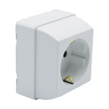 Tomada schuko Efapel Série Quadro 45 2P+T 2 módulos branco com alvéolos protegidos e obturador