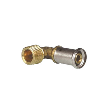 Joelho press metálico Henco 16 mm x 1/2" M