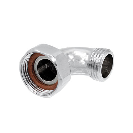 Curva latão 1/2" M x 3/4" F cromada com porca Curva latão 1/2" M x 3/4" F cromada com porca