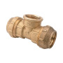 Tê de aperto latão 32 mm x 1" F x 32 mm