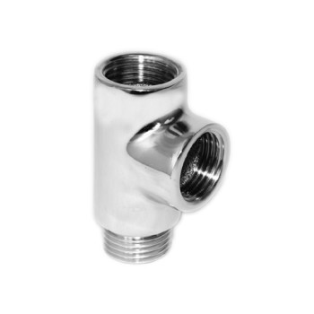 Tê latão 1/2" FFM cromado